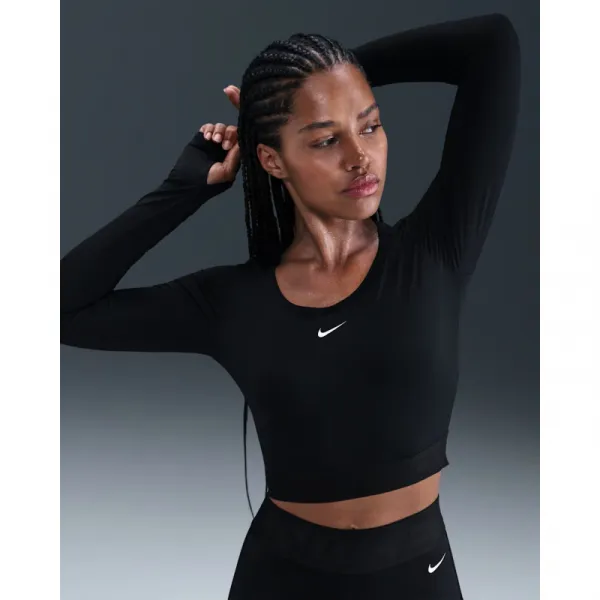 Dámske tréningové tričko s dlhým rukávom NIKE PRO W NP DF LS TOP GG SHINE BLACK ANTHRACITE WHITE