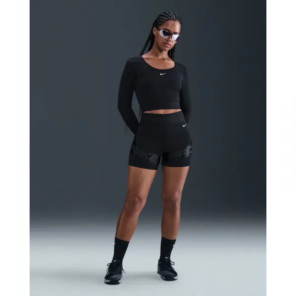 Dámske tréningové tričko s dlhým rukávom NIKE PRO W NP DF LS TOP GG SHINE BLACK ANTHRACITE WHITE
