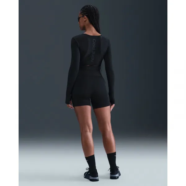 Dámske tréningové tričko s dlhým rukávom NIKE PRO W NP DF LS TOP GG SHINE BLACK ANTHRACITE WHITE