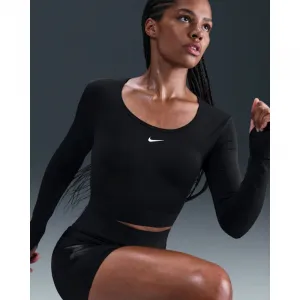 Dámske tréningové tričko s dlhým rukávom NIKE PRO W NP DF LS TOP GG SHINE BLACK ANTHRACITE WHITE