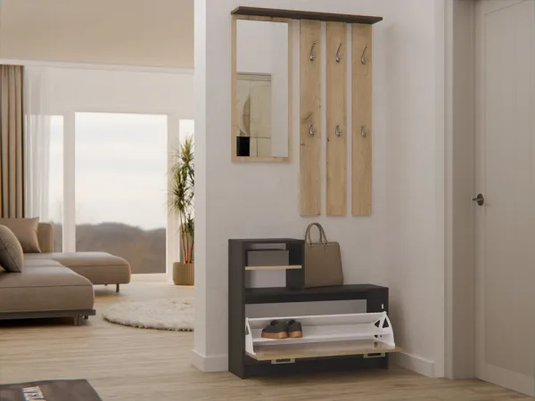 TP Living Predsieňová stena GARDE 85 cm antracit/dub artisan