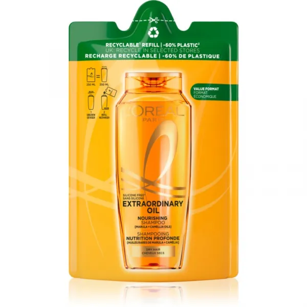 L’Oréal Paris Elseve Extraordinary Oil vyživujúci šampón pre suché vlasy Refill 250 ml