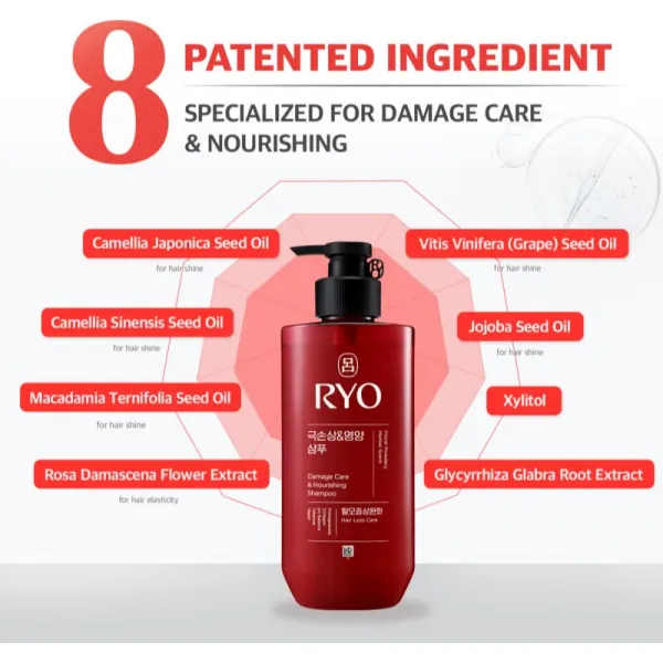 RYO Damage Care & Nourishing Shampoo intenzívne regeneračný šampón pre poškodené vlasy 480 ml