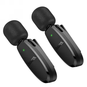 Hoco L15 bezdrôtový lavalier mikrofón Lightning / USB-C 2ks, čierny