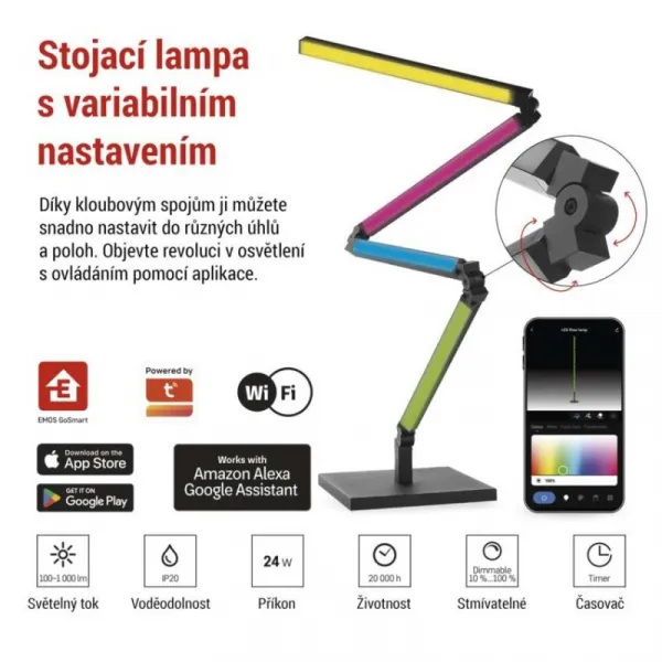EMOS Chytrá LED stojací lampa GoSmart černá