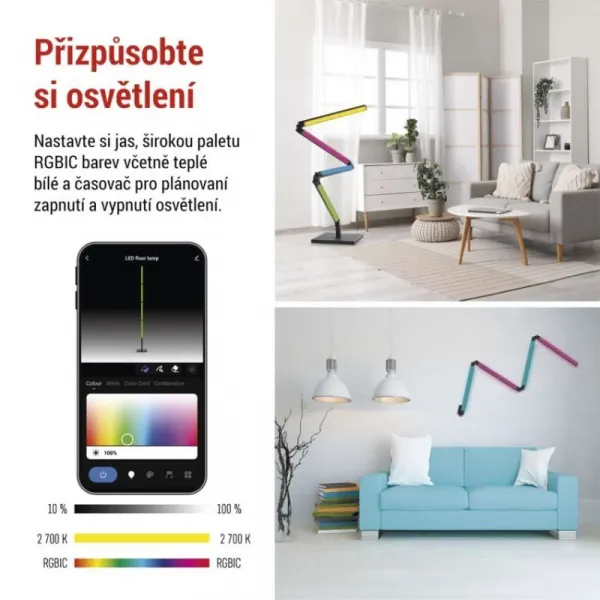 EMOS Chytrá LED stojací lampa GoSmart černá