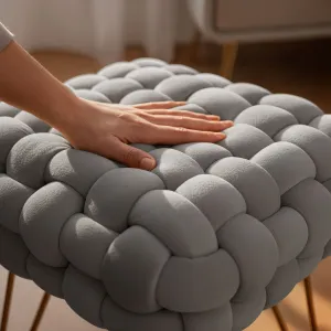 Ak furniture Taburet Dotty světle šedý