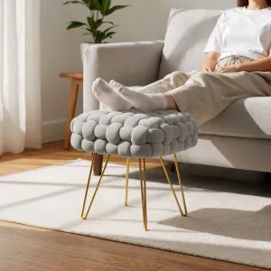 Ak furniture Taburet Dotty světle šedý