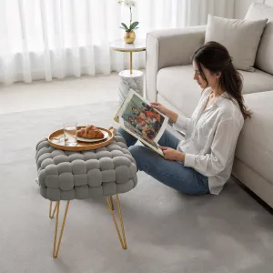 Ak furniture Taburet Dotty světle šedý