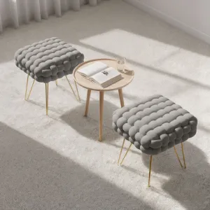 Ak furniture Taburet Dotty světle šedý