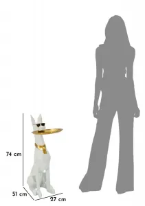 Mauro Ferretti Dekoratívna soška Dog Ory s podnosom 74 cm biela