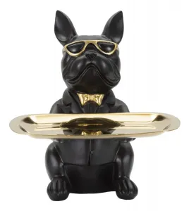 Mauro Ferretti Dekorace s táckem Bull Dog 19 cm černá/zlatá