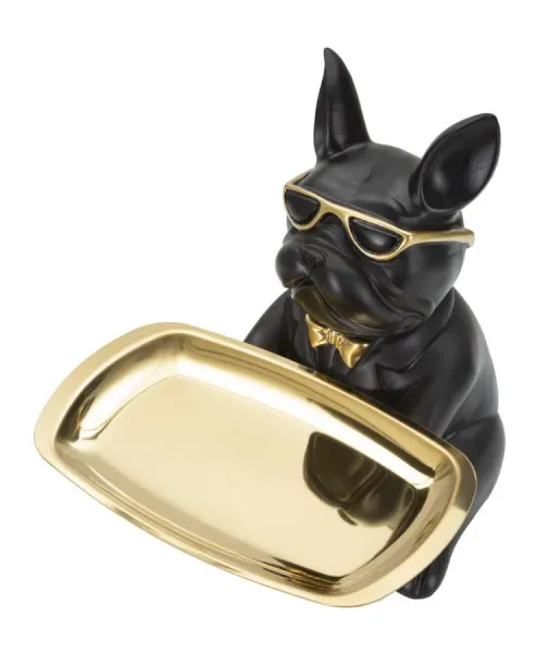 Mauro Ferretti Dekorace s táckem Bull Dog 19 cm černá/zlatá