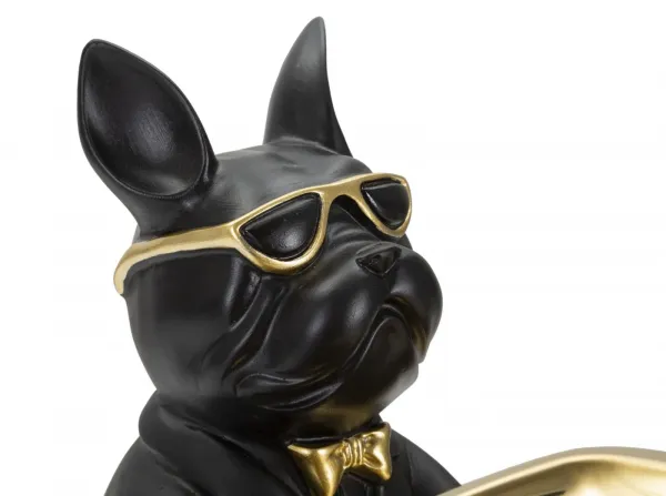 Mauro Ferretti Dekorace s táckem Bull Dog 19 cm černá/zlatá