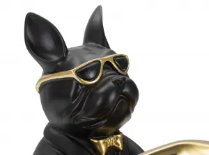 Mauro Ferretti Dekorace s táckem Bull Dog 19 cm černá/zlatá