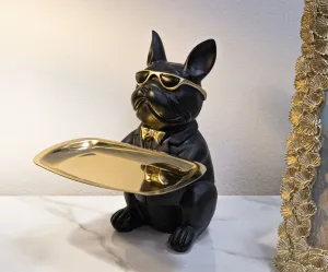 Mauro Ferretti Dekorace s táckem Bull Dog 19 cm černá/zlatá