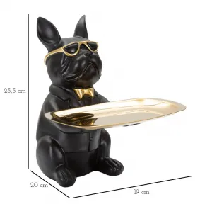 Mauro Ferretti Dekorace s táckem Bull Dog 19 cm černá/zlatá