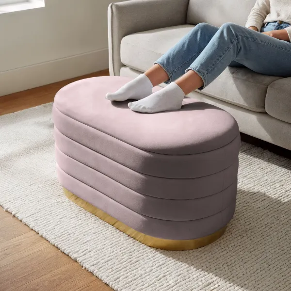Ak furniture Taburet Bella růžový