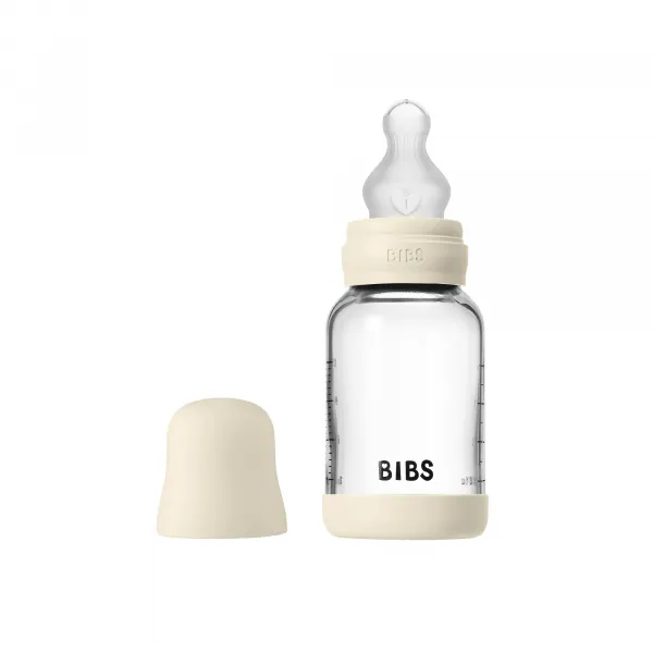 BIBS antikoliková sklenená fľaša so silikónovým cumlíkom 120ml - Sage