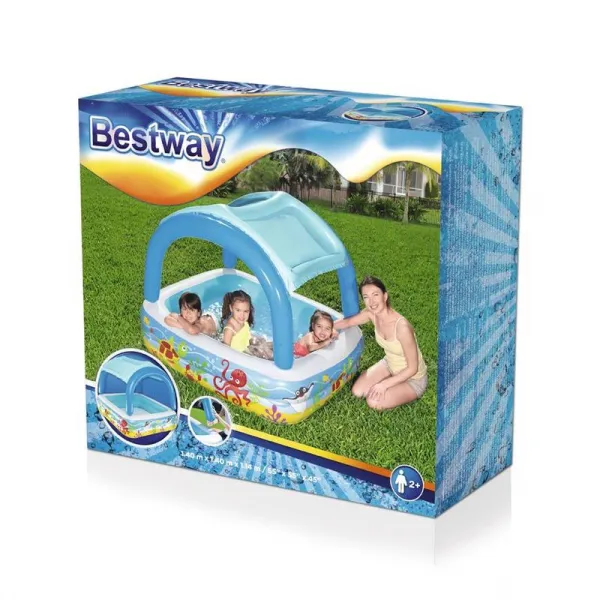Bestway Bazén Bestway® 52192, Coral reef, detský, nafukovací, so strieškou, 147x147x122 cm
