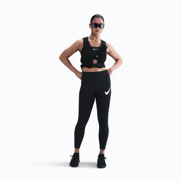 Dámske kompresné legíny NIKE W NK DF TEMPO HR 7 8 TGT SWHBR BLACK REFLECTIVE SILV WHITE