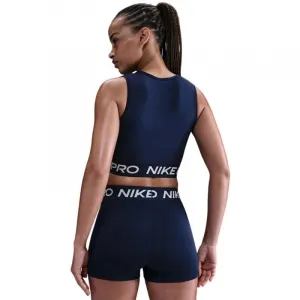 Dámske tréningové tričko bez rukávov NIKE PRO DF CROP TANK MIDNIGHT NAVY WHITE