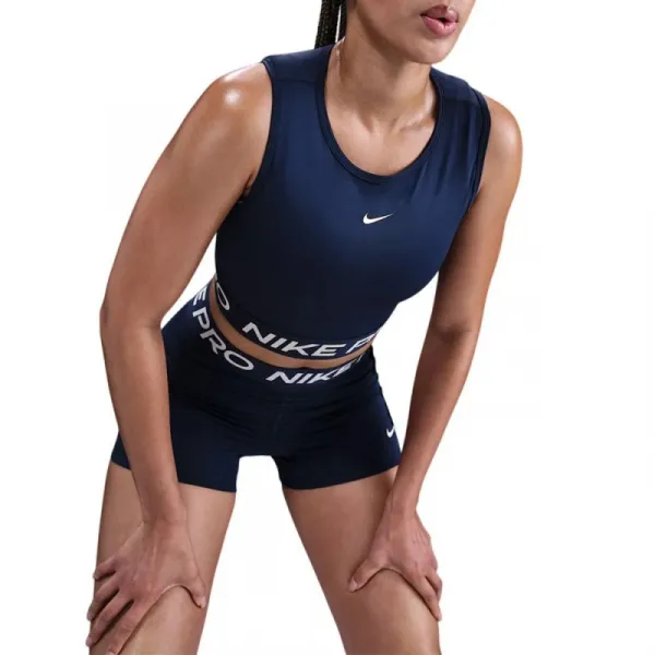 Dámske tréningové tričko bez rukávov NIKE PRO DF CROP TANK MIDNIGHT NAVY WHITE