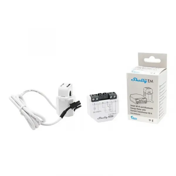 Shelly EM Gen3 + 1x 50A svorka - meranie spotreby až s 2 svorkami, výstup 1x2A (WiFi, Bluetooth) SHELLY-EM-Gen3-1-50A-1703