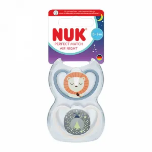 Dojčenský cumlík  NUK Perfect Match Air Night FIREFLY/LION 0-6m 2ks 0-6 m