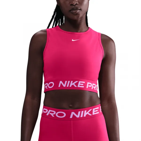 Dámske tréningové tričko bez rukávov NIKE PRO DF CROP TANK RUSH PINK WHITE
