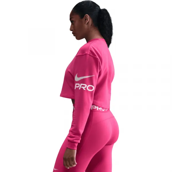 Dámska tréningová mikina NIKE W NP DF FLC CREW TT GRX RUSH PINK PINK FOAM WHITE