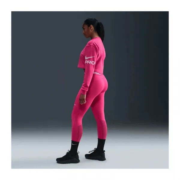 Dámska tréningová mikina NIKE W NP DF FLC CREW TT GRX RUSH PINK PINK FOAM WHITE