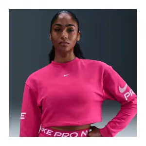 Dámska tréningová mikina NIKE W NP DF FLC CREW TT GRX RUSH PINK PINK FOAM WHITE