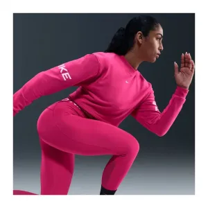 Dámska tréningová mikina NIKE W NP DF FLC CREW TT GRX RUSH PINK PINK FOAM WHITE