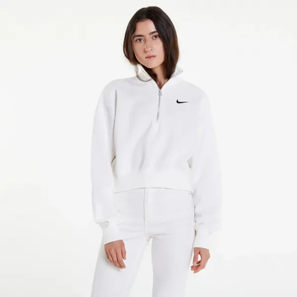 Dámska mikina s 1 2 zipsom NIKE W NSW PHNX FLC QZ CROP SAIL BLACK