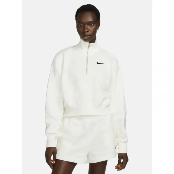 Dámska mikina s 1 2 zipsom NIKE W NSW PHNX FLC QZ CROP SAIL BLACK