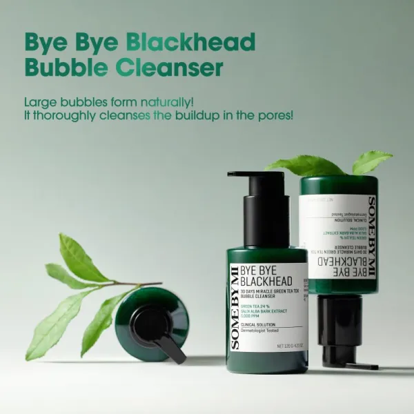 Some By Mi Bye Bye Blackhead 30 Days Miracle Green Tea Tox Bubble Cleanser aktívna čistiaca pena proti čiernym bodkám 120 g