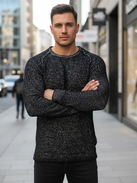 Čierny pánsky sveter DStreet