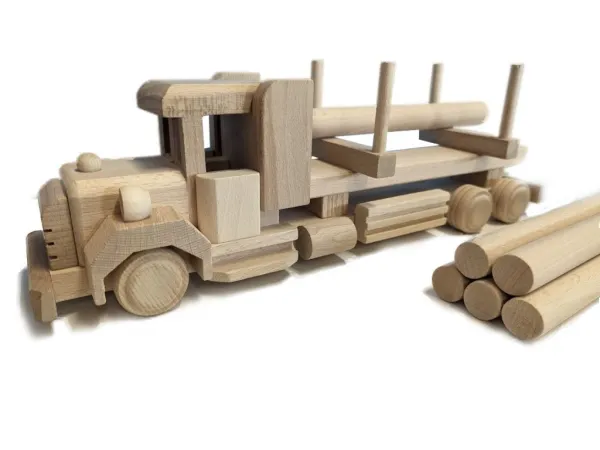 Drevený kamión s kládami, 38 x 9 x 12 cm