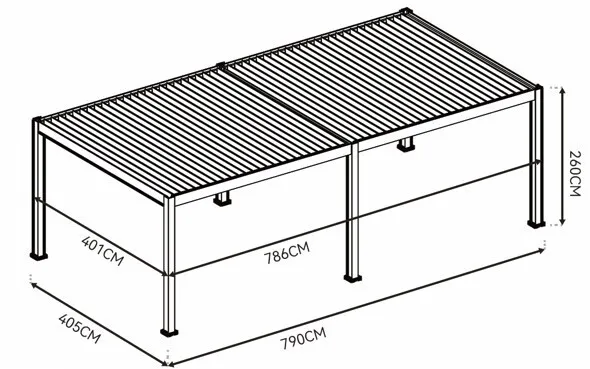 Elektrická bioklimatická pergola PRESTIGE 8x4 m Rojaplast