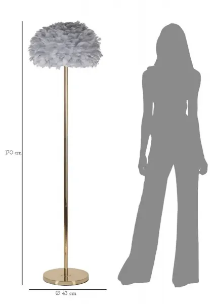 Mauro Ferretti Stojacia lampa Feathers 170 cm sivá/zlatá