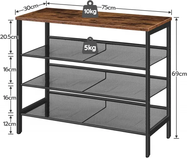 Topánkovník Vasagle Grego 69 cm čierny/hnedý