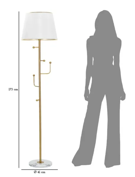 Mauro Ferretti Stojacia lampa Hanger 173 cm zlatá/biela/mramor