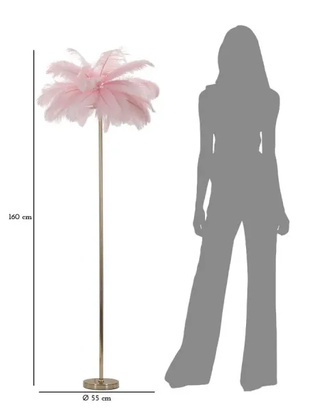 Mauro Ferretti Stojacia lampa Palm 160 cm ružová/zlatá