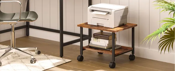 Pojazdný kancelársky regál Vasagle Ferano 48,5 cm čierny/hnedý
