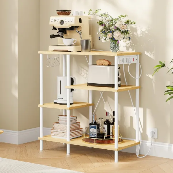 Kuchynský regál Vasagle Vitas 80 cm so zásuvkami hnedý/biely