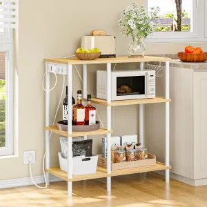 Kuchynský regál Vasagle Vitas 80 cm so zásuvkami hnedý/biely