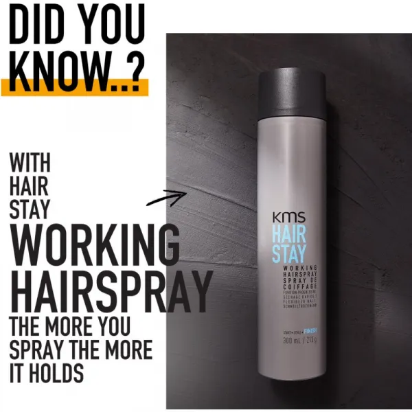 KMS Hair Stay Working Hairspray lak na vlasy pre vlasy namáhané teplom 75 ml