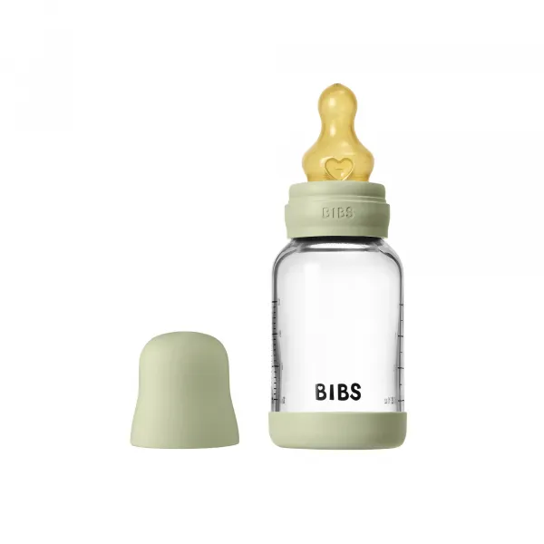 BIBS Baby Glass Bottle Round Latex antikoliková fľaša Blush 120 ml