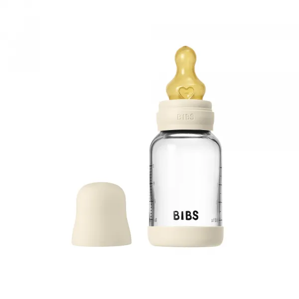 BIBS Baby Glass Bottle Round Latex antikoliková fľaša Blush 120 ml